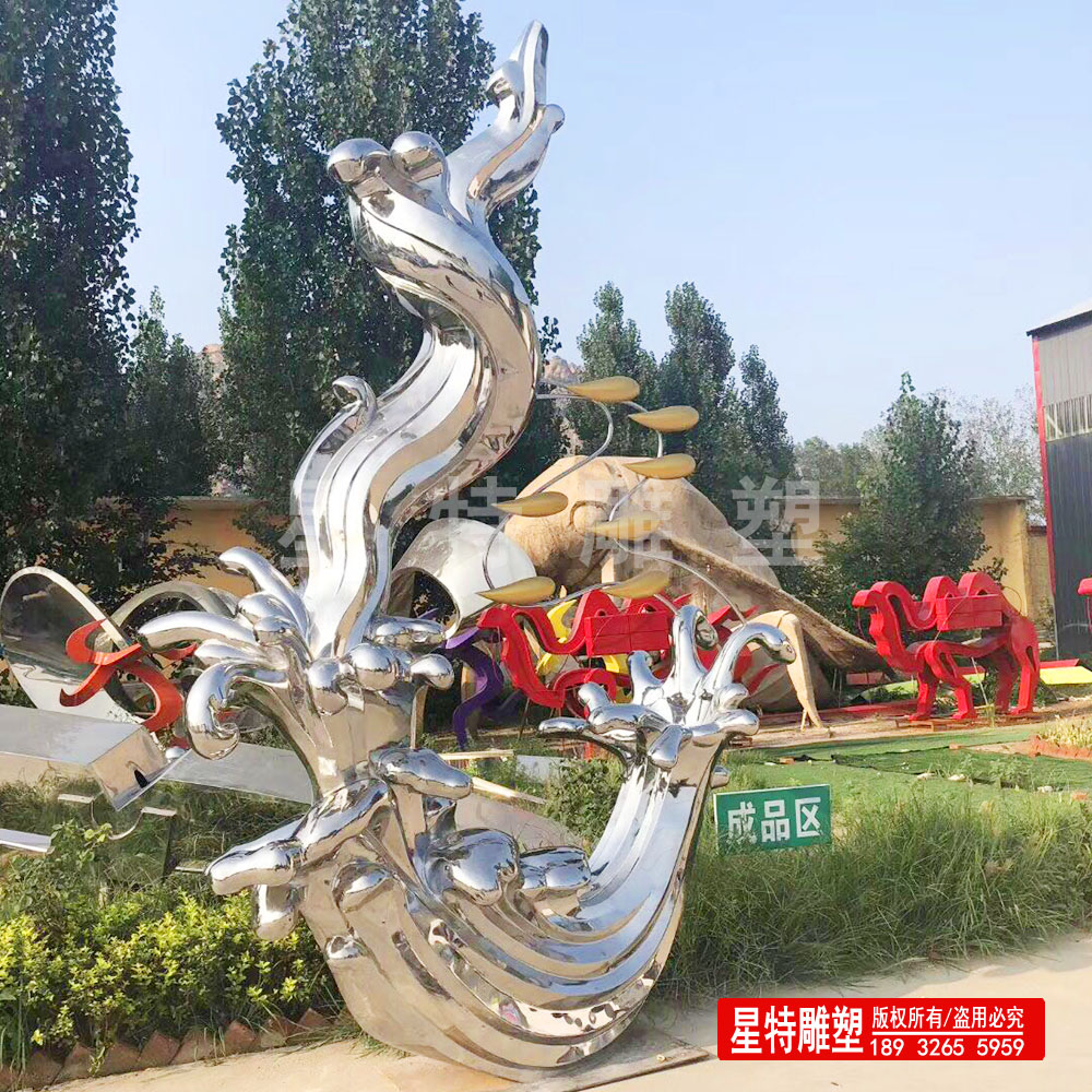 镜面不锈钢水花雕塑  精工锻造