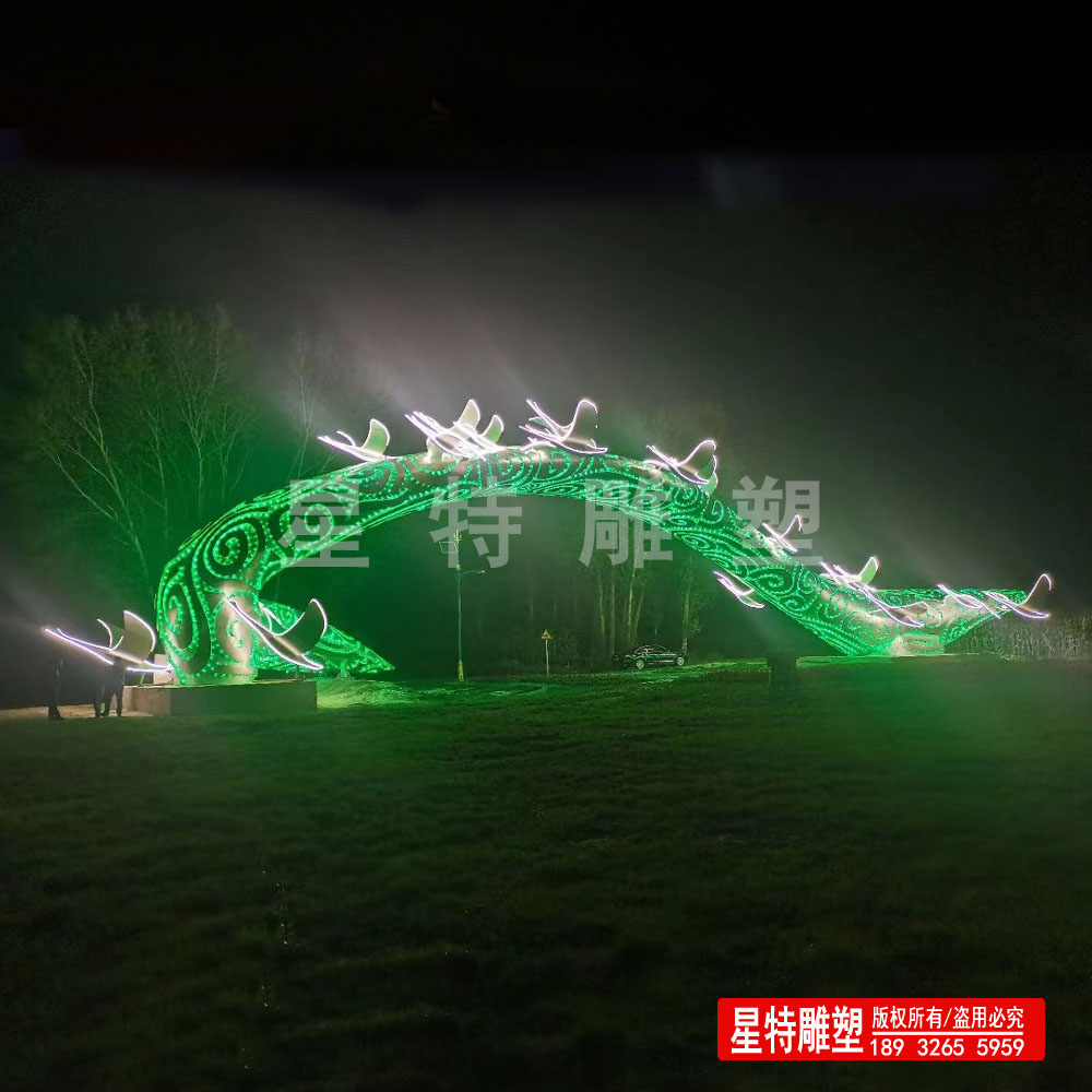 查干湖雕塑项目夜景效果展示