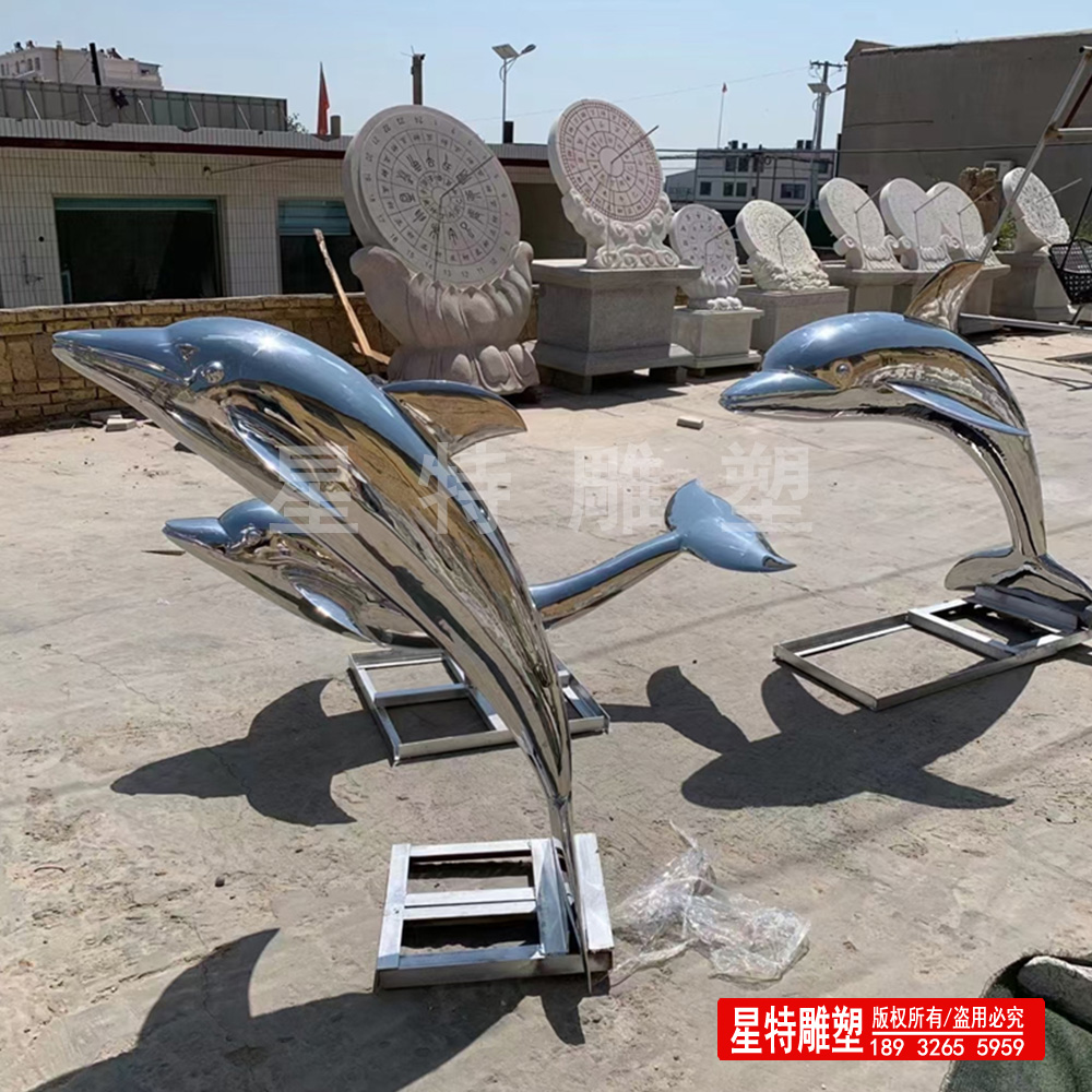 镜面不锈钢雕塑   8K镜面不锈钢海豚
